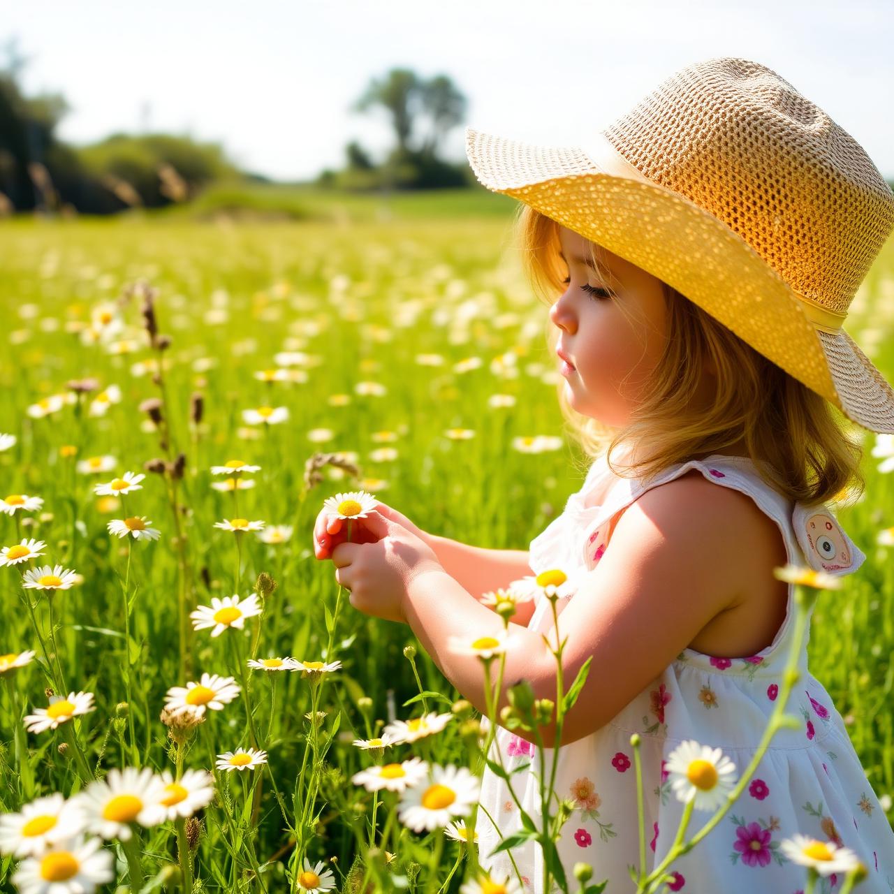 A child picking flowers